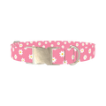 White Daisy Pink Dog Collar - metal silver