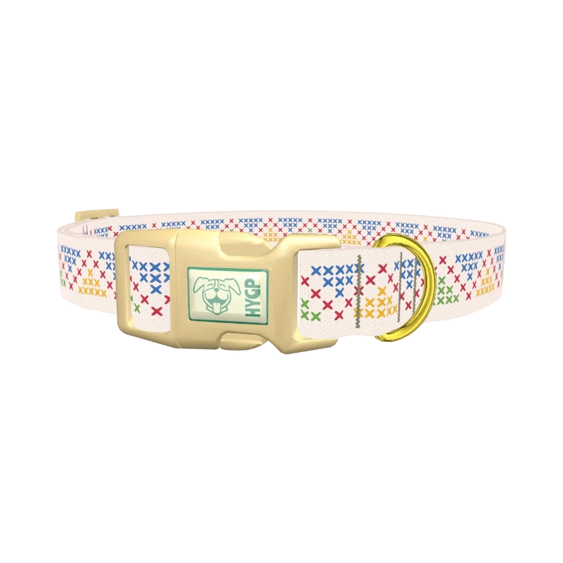 Geometric Cross Dog Collar - plastic gold