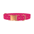 Pink Ribbon Heart Dog Collar - metal rose gold