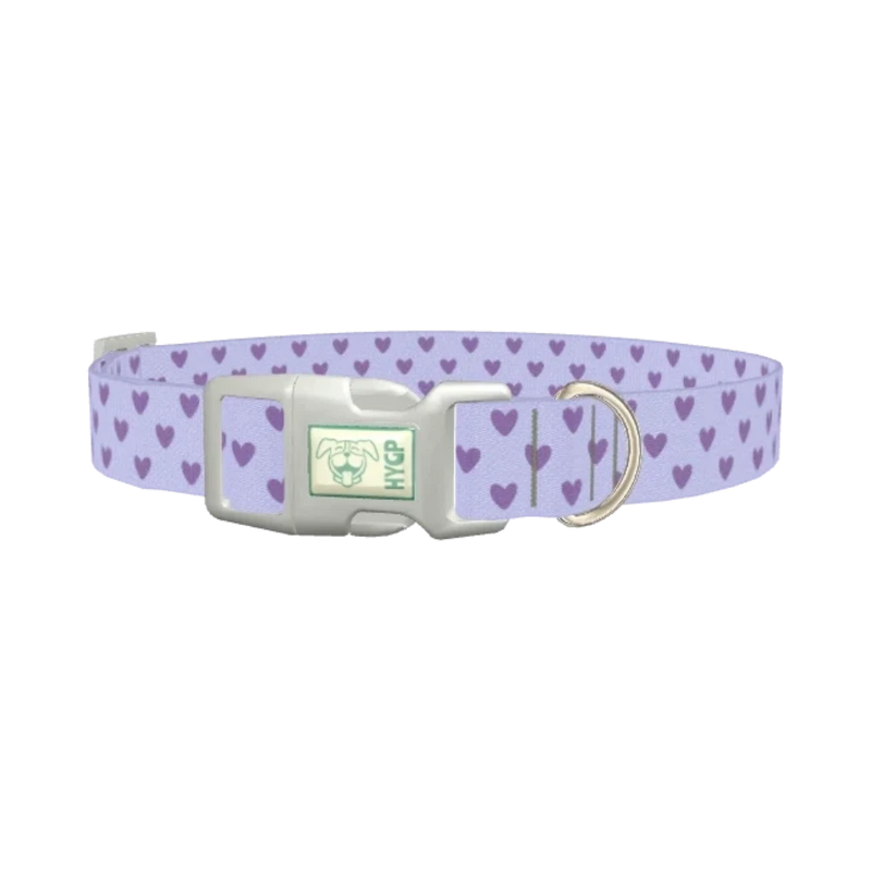 Purple Heart Pattern Dog Collar - plastic silver