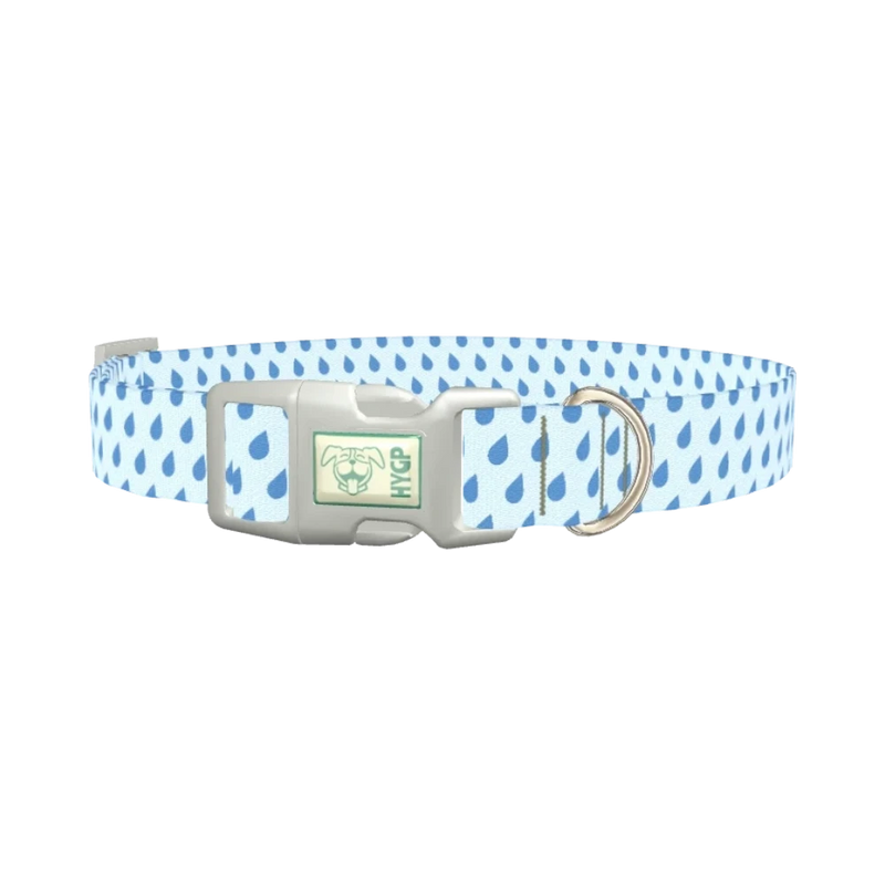 Blue Raindrop Dog Collar - plastic silver