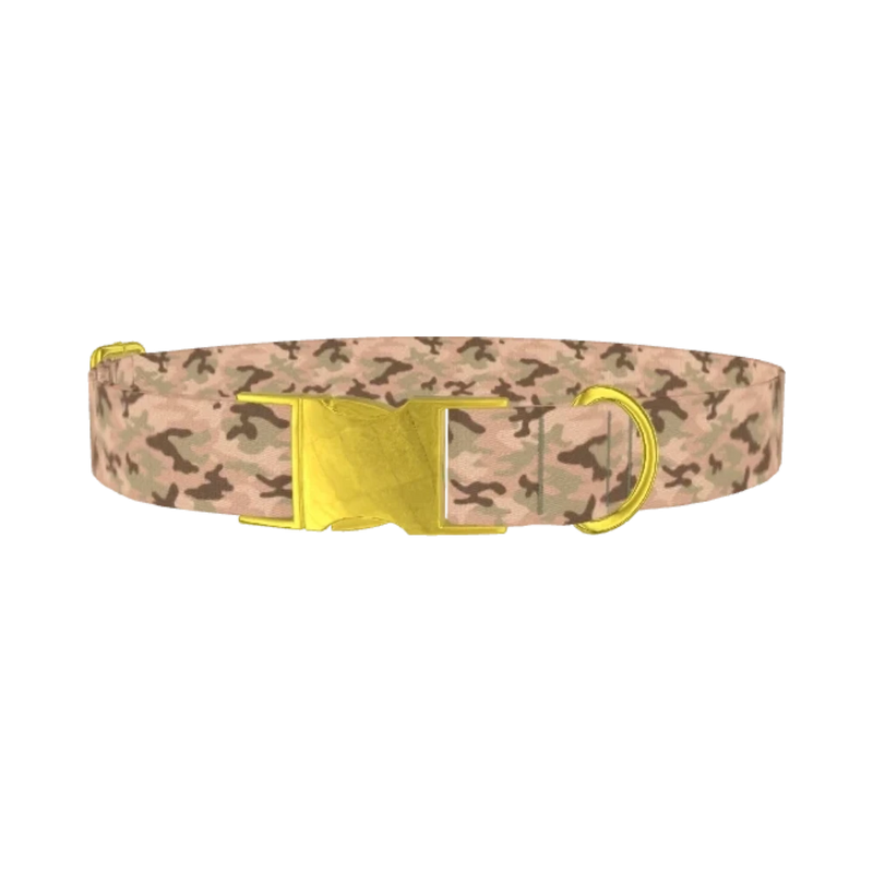 Sandy Camouflage Dog Collar - metal gold