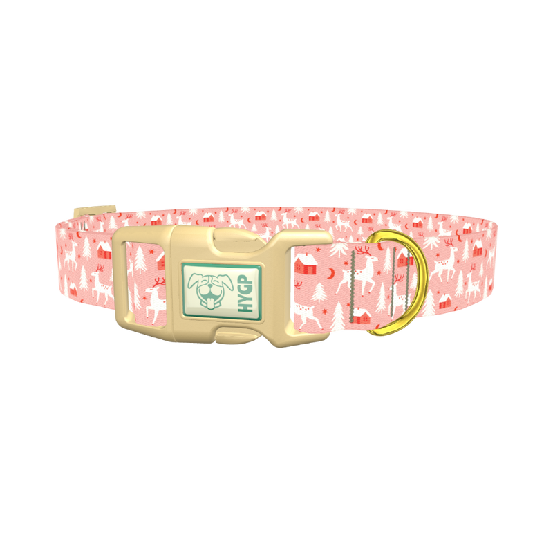 Christmas Deer Forest Dog Collar - plastic gold