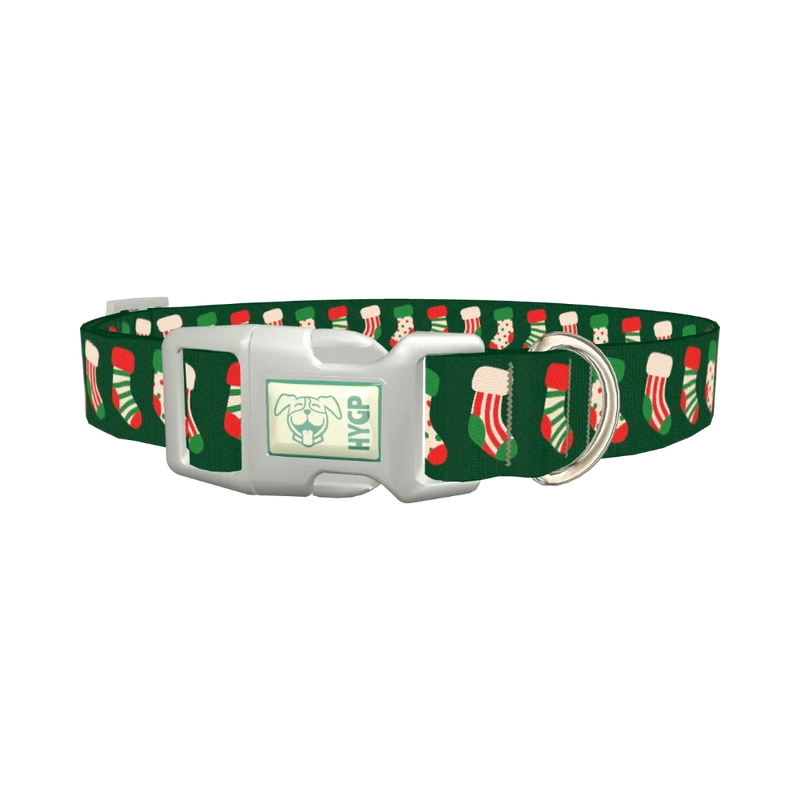 Festive Stocking Dog Collar - plastic silver