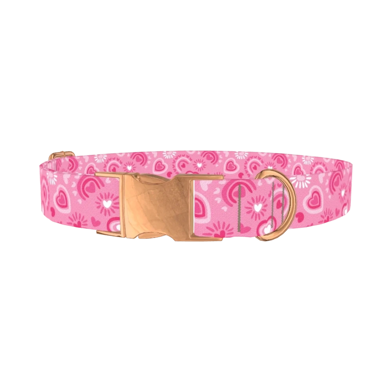 Heart Doodle Dog Collar - metal rose gold