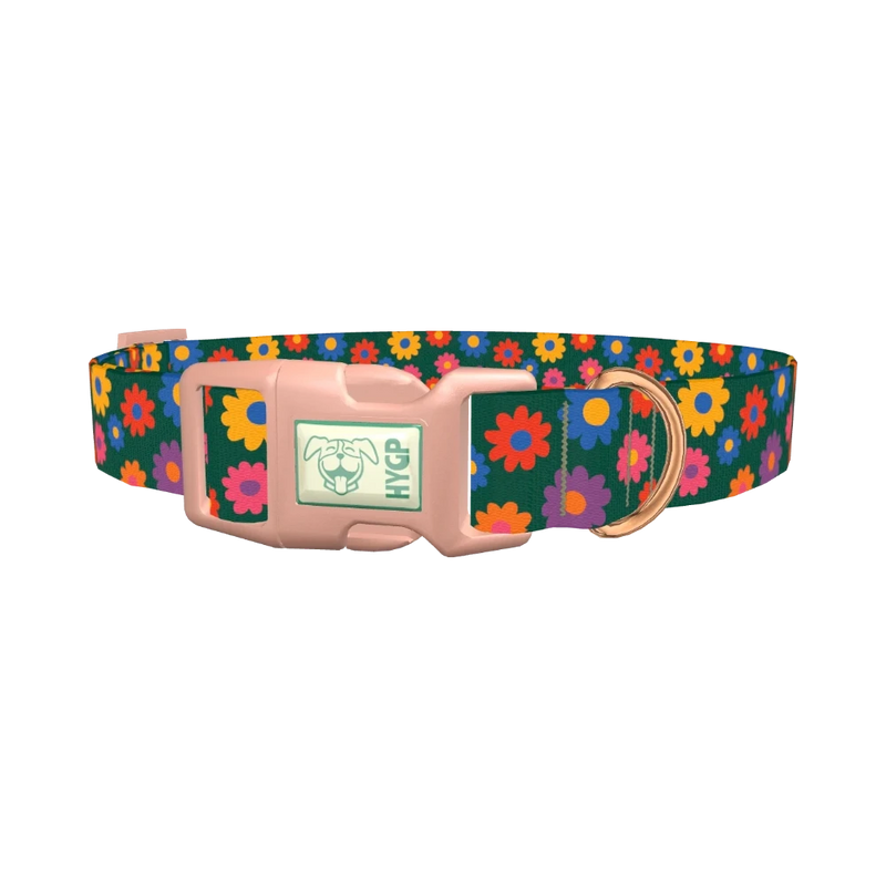 Floral Pattern Dog Collar - plastic rose gold