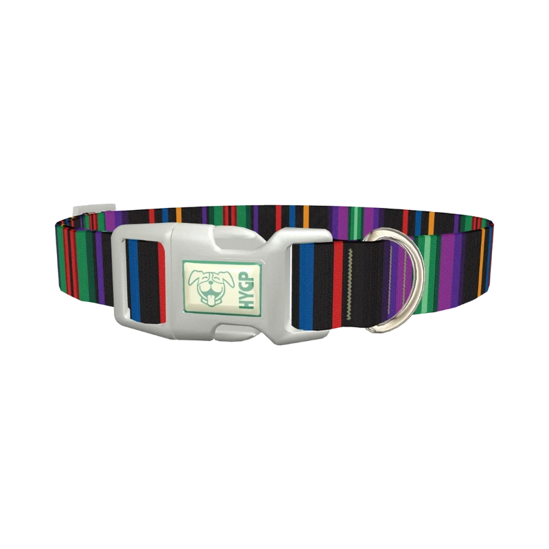 Bold Black Stripe Dog Collar - plastic silver