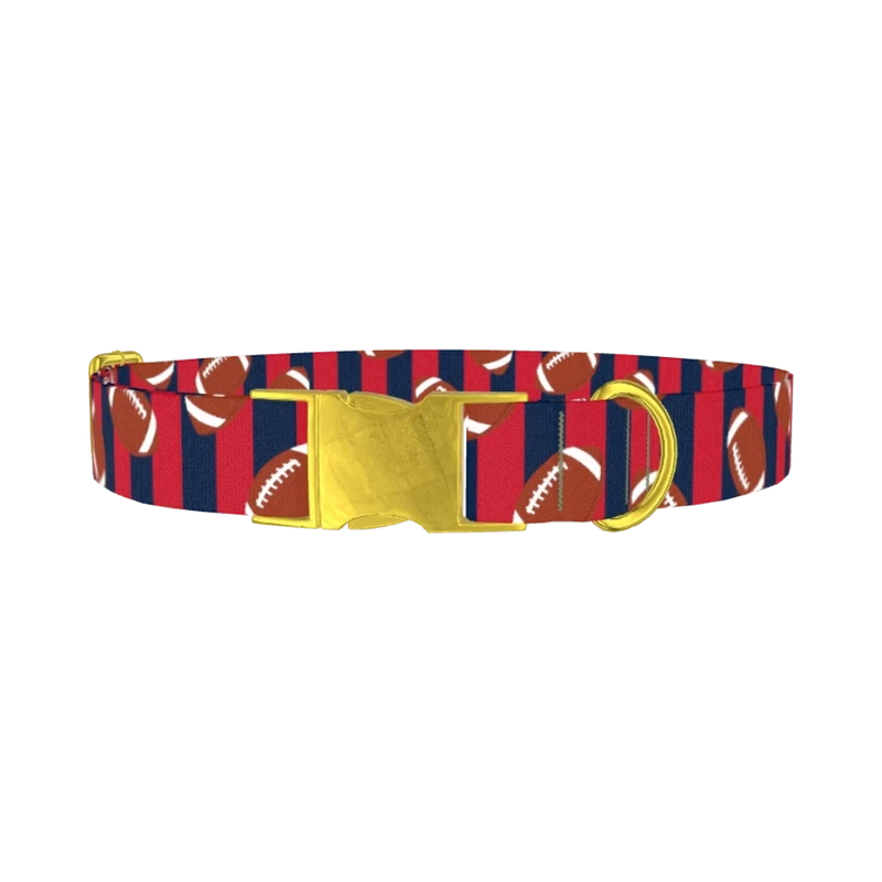 Patriotic Football Dog Collar - metal gold