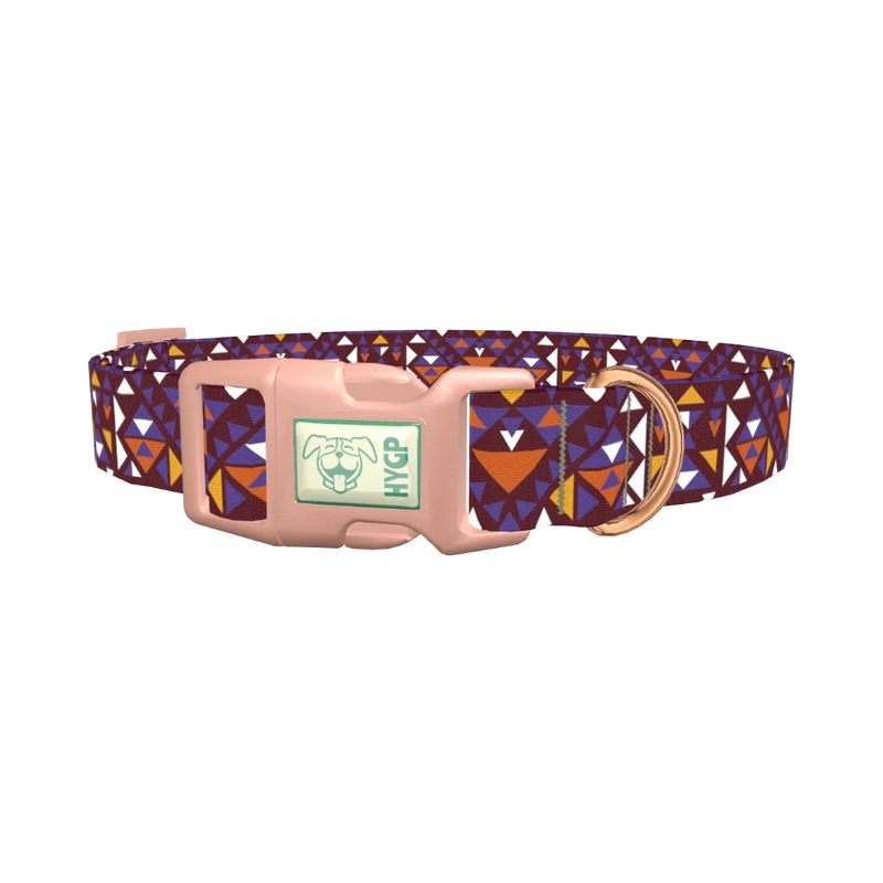 Tribal Triangle Pattern Dog Collar - plastic rose gold