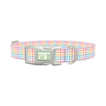 Pastel Gingham Dog Collar - plastic silver