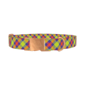 Colorful Plaid Dog Collar - metal rose gold