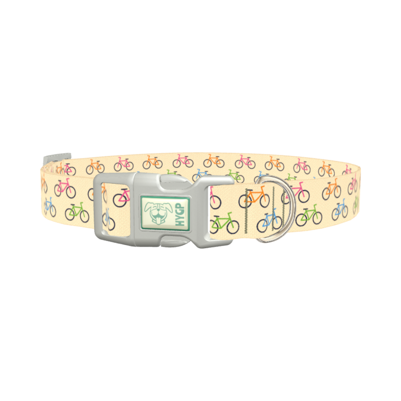 Colorful Bicycle Dog Collar - plastic silver