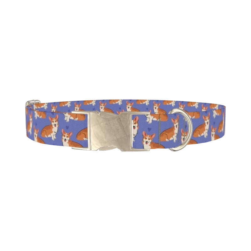 Corgi Heart Dog Collar - metal silver