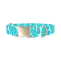 Tropical Monstera Dog Collar - metal silver