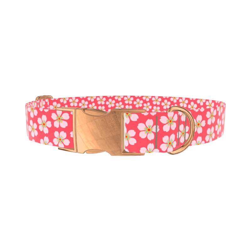 Sakura Floral Dog Collar - metal rose gold
