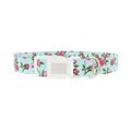 Pink Rose Blossom Dog Collar - plastic silver
