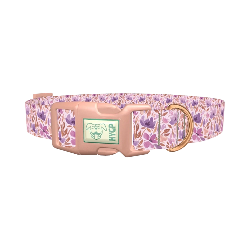 Watercolor Floral Dog Collar - plastic rose gold