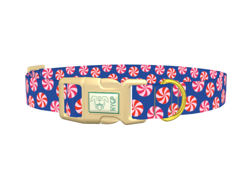 Blue Peppermint Swirl Dog Collar