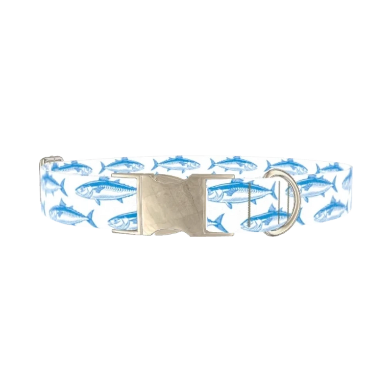 Ocean Fish Dog Collar - metal silver