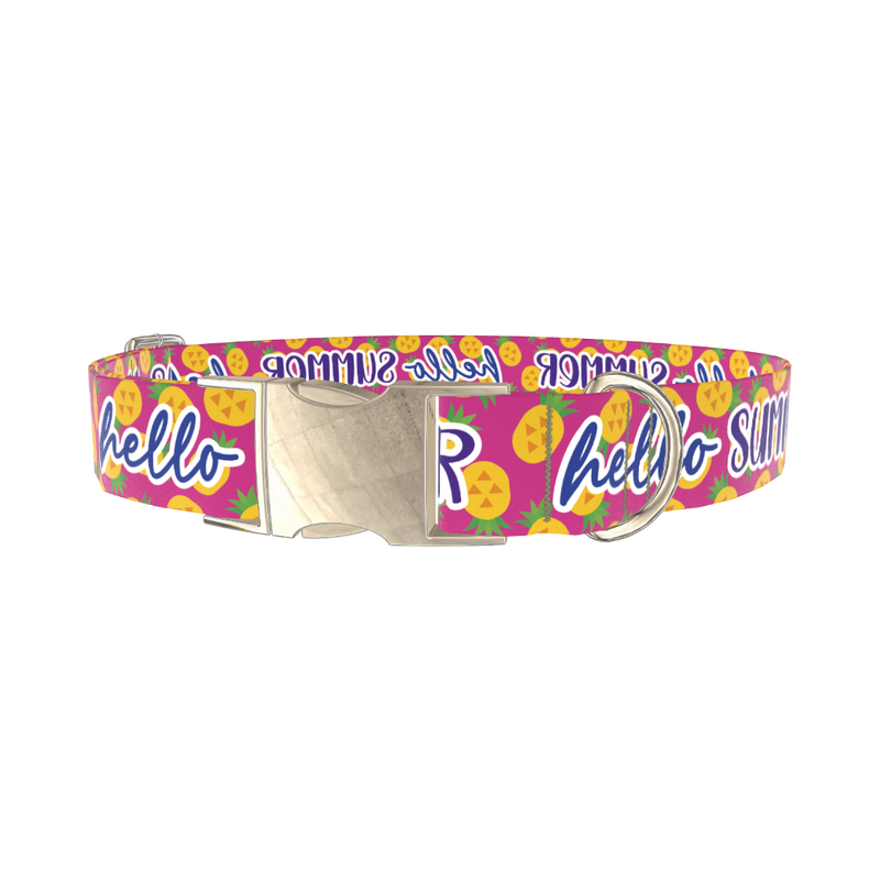 Tropical Summer Dog Collar - metal gold