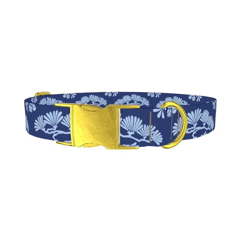 Japanese Tree Pattern Dog Collar - metal gold