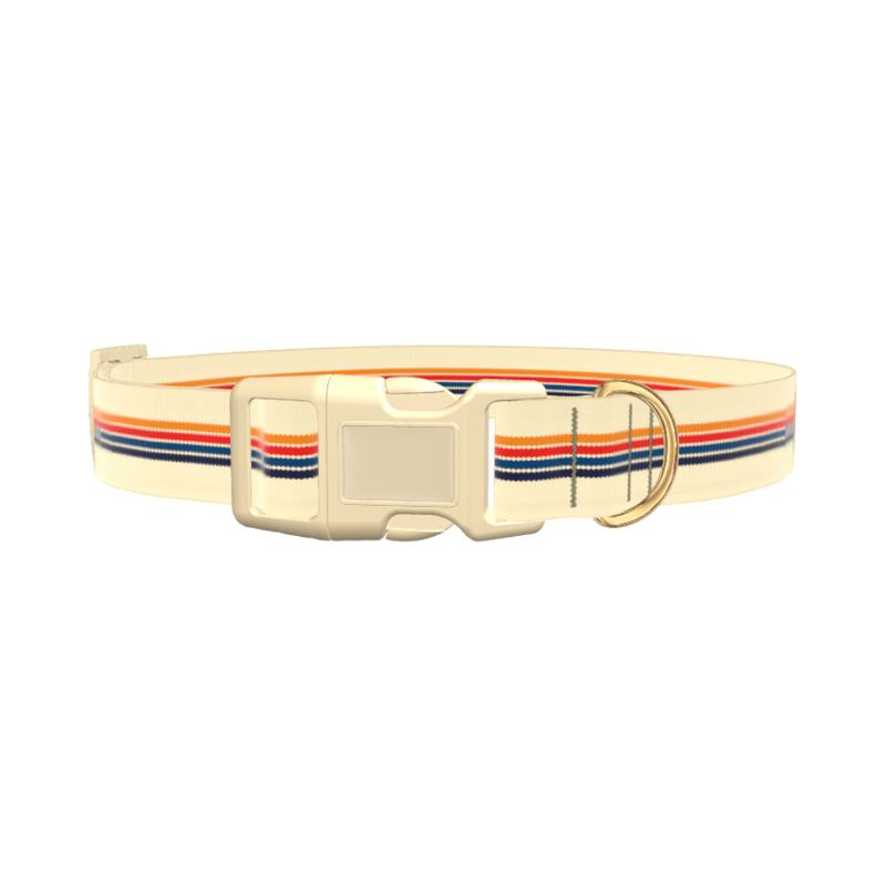 Retro Stripe Dog Collar - plastic silver