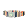 Red Yellow Stripe Dog Collar - plastic silver