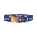 Christmas Stars Dog Collar - metal rose gold