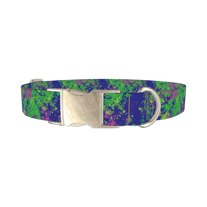 Vibrant Splatter Dog Collar - metal silver