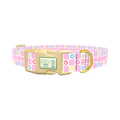 Floral Check Dog Collar - plastic gold