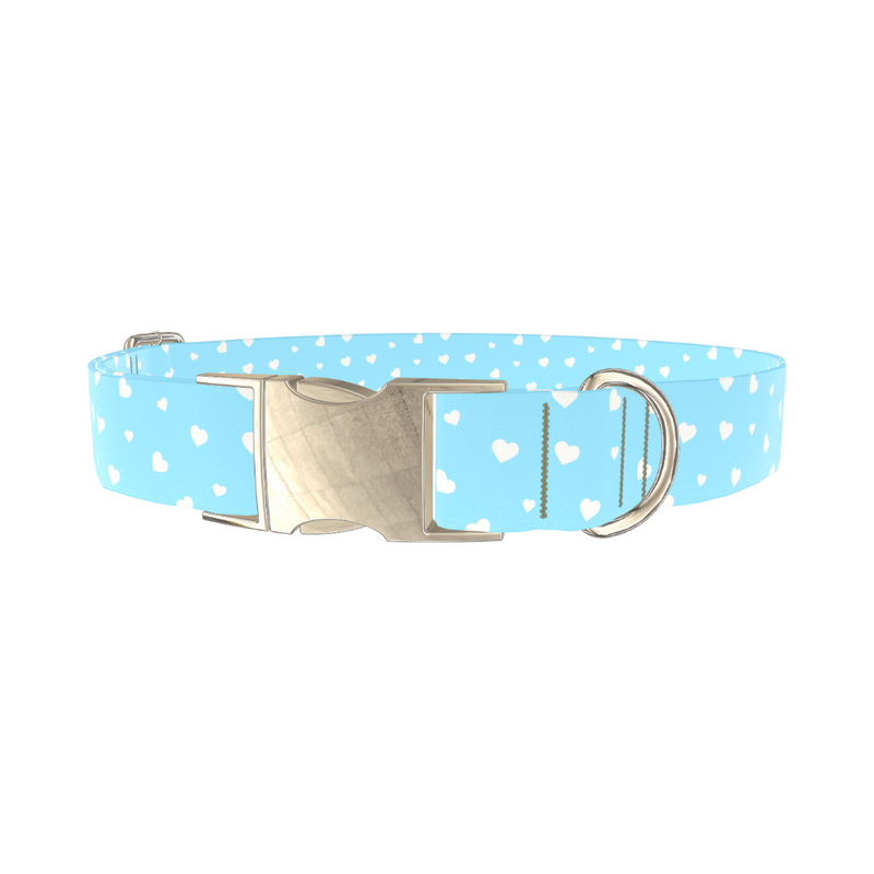 White Heart Pattern Dog Collar - metal gold
