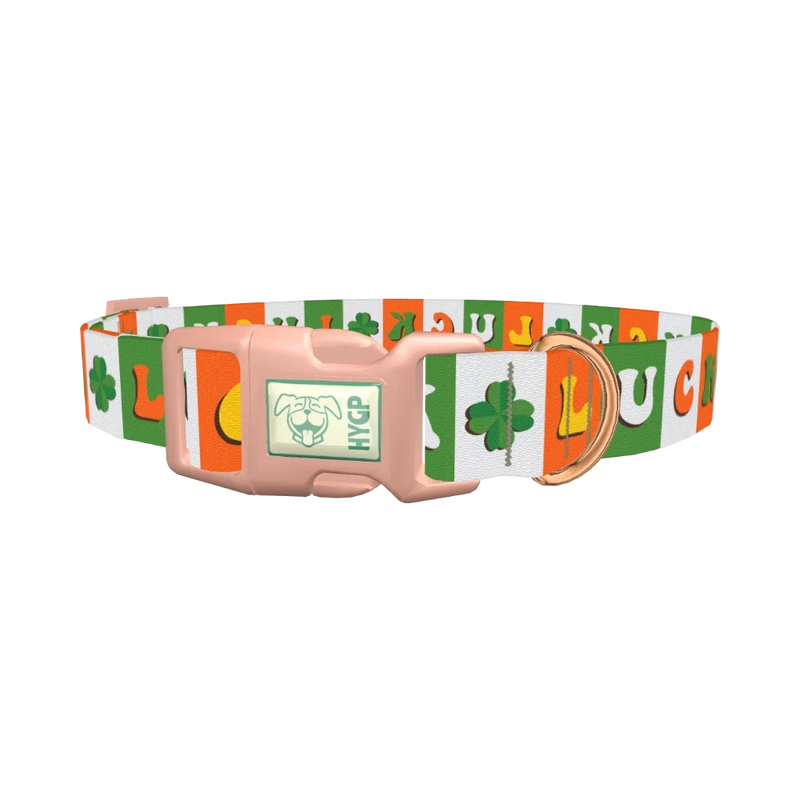 Lucky Clover Dog Collar - plastic rose gold