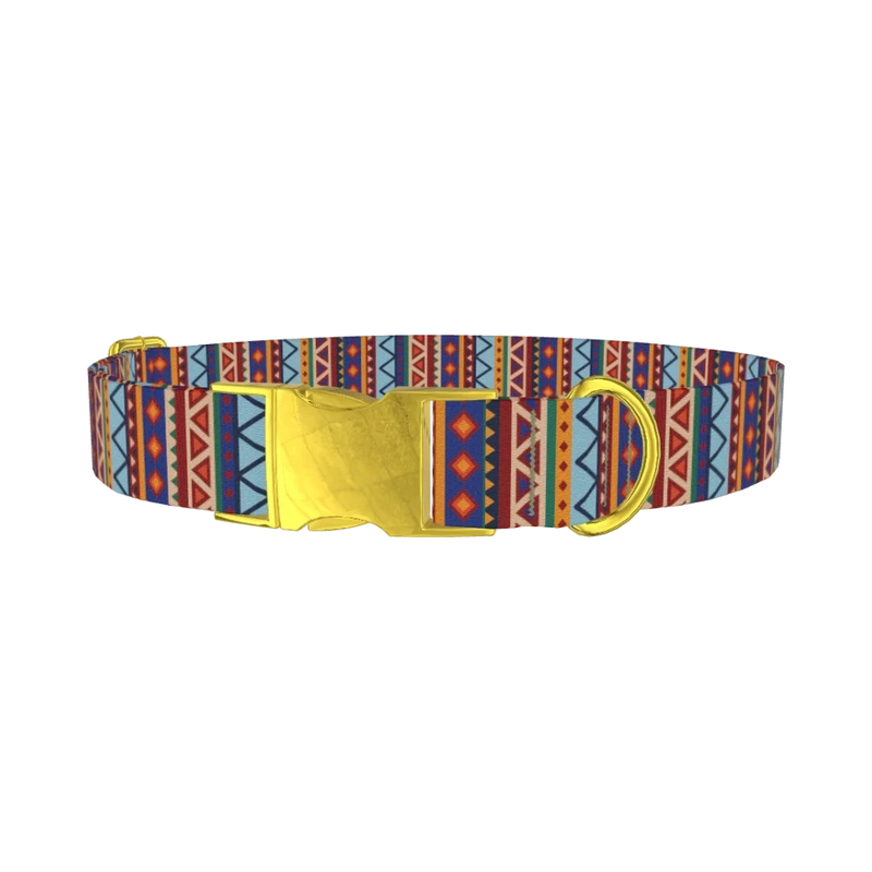 Tribal Stripe Dog Collar - metal gold