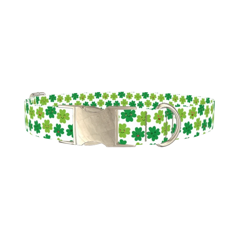 Kawaii Clover Dog Collar - metal silver