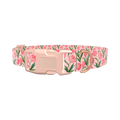 Pink Tulip Blossom Dog Collar - plastic gold