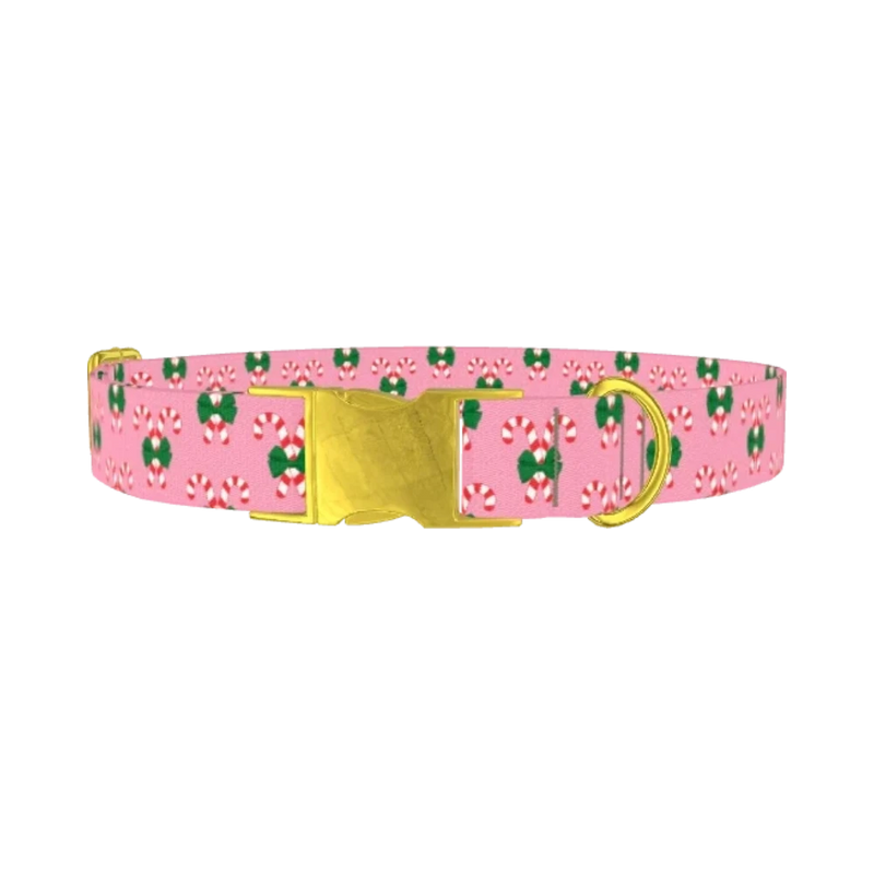 Christmas Candy Cane Dog Collar - metal gold