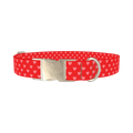 Red Heart Pattern Dog Collar - metal silver