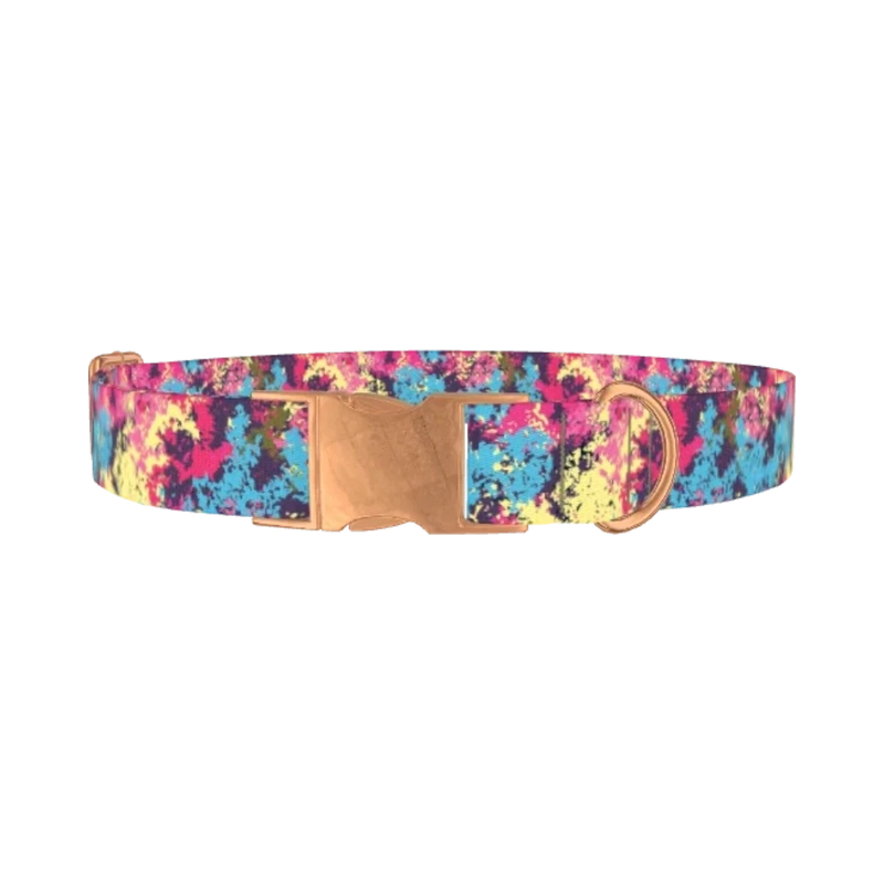 Abstract Paint Splatter Dog Collar - metal rose gold