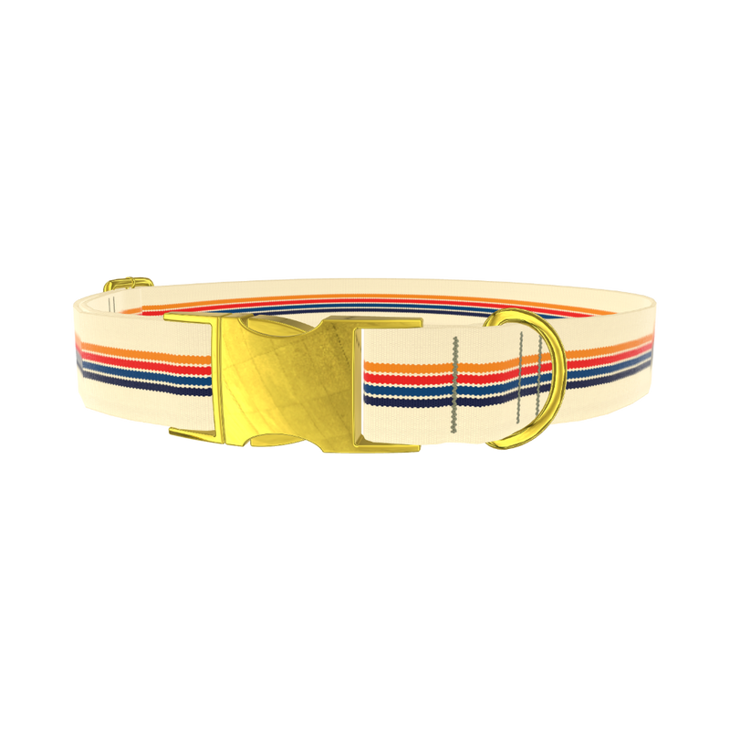 Retro Stripe Dog Collar - metal rose gold