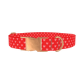 Red Heart Pattern Dog Collar - metal rose gold
