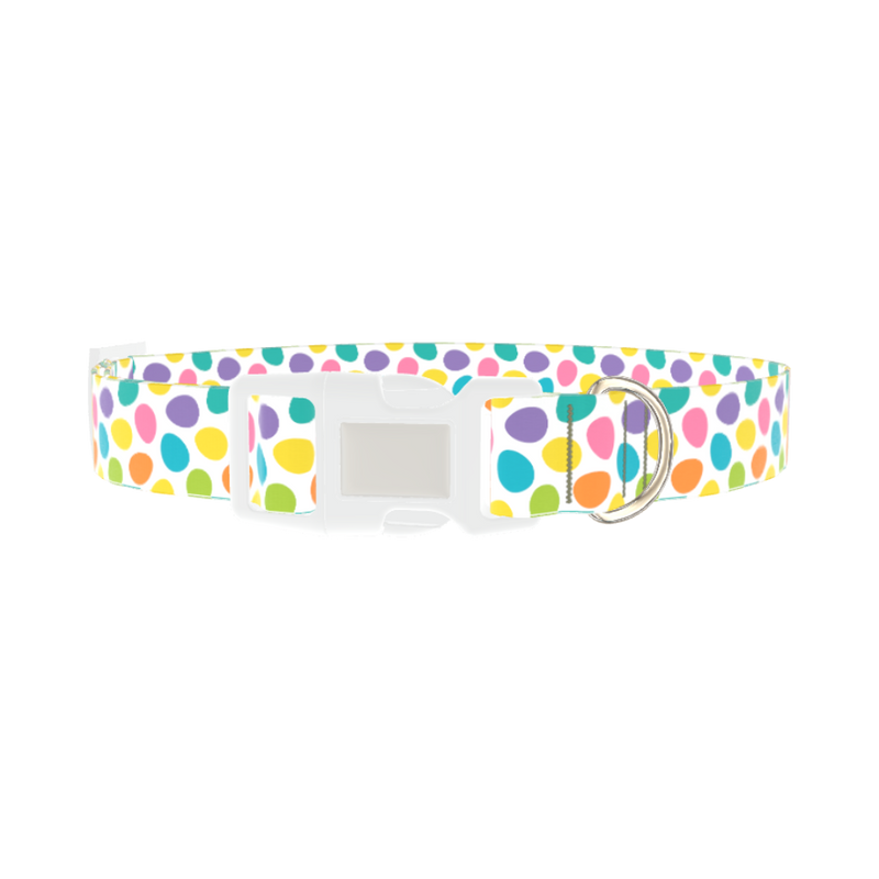 Colorful Easter Egg Dog Collar - plastic silver