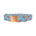 Flamingo Print Dog Collar - metal rose gold