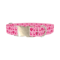 Valentine Heart Dog Collar - metal silver