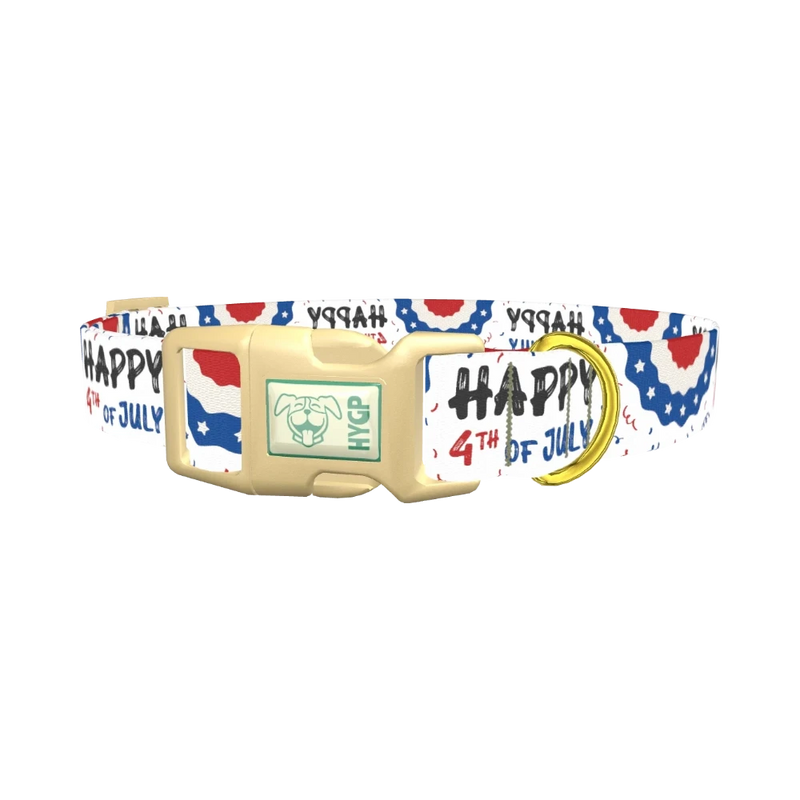 Patriotic 4th of July Dog Collar - plastic gold