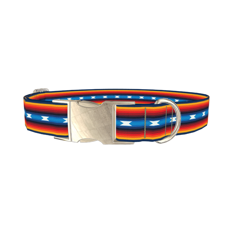 Rainbow Geometric Dog Collar - metal silver