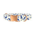 Blue Dinosaur Jungle Dog Collar - metal rose gold