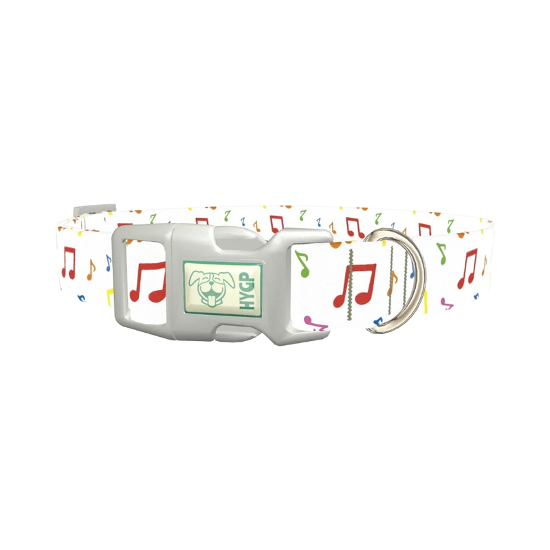 Music Note Dog Collar - plastic silver