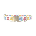 Floral Embroidery Dog Collar - metal silver