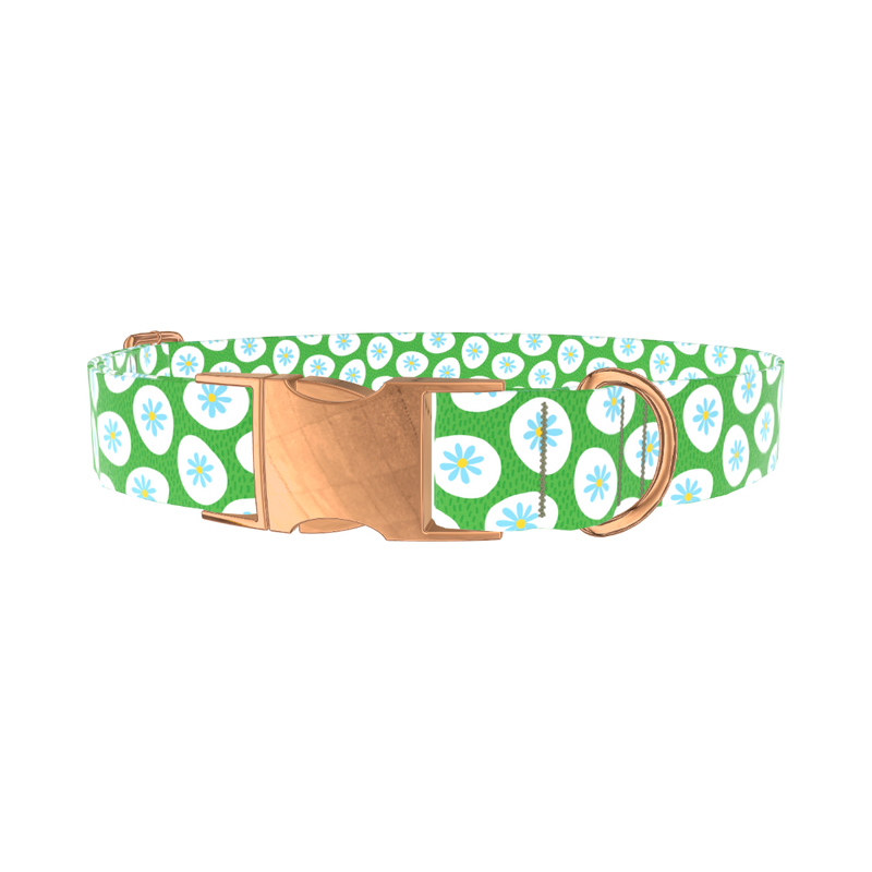 Floral Easter Egg Dog Collar - metal rose gold