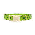 Green Clover Pattern Dog Collar - plastic silver